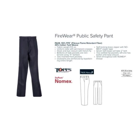 Topps Safety Firewear Pants PA08-7905 - Picture 4 of 5